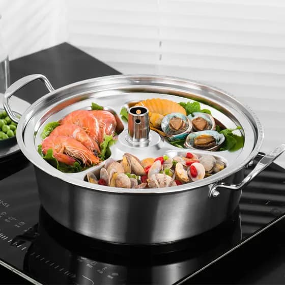 Vaporizador de frutos do mar dedicado cozinhar panela de dupla utilização panela de vapor de camada dupla doméstica mult
