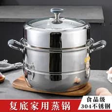 Engrossado grau alimentício 304 aço inoxidável fundo duplo vapor dupla camada de duas camadas doméstico tanque abafado f