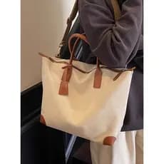 2026 novo estilo coreano ins estilo sacola lona contraste cor Design senhoras simples Commuter grande capacidade bolsa d