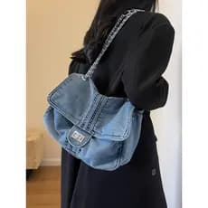 Bolsa jeans feminina bolsa nas axilas 2026 novo estilo moda grande capacidade corrente bolsa de ombro Commuter Tote Stra