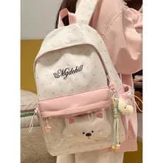 Menina estilo estrela mochila feminina estudante Campus bonito rosa grande capacidade leve All-Match saco de escola 2026