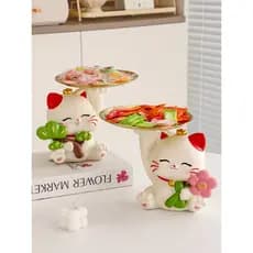 Relaxe Lucky Lucky Cats Pratos de doces Mesa frontal Recepção Hotel Bar Lanches Pratos de frutas Decorações de abertura
