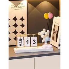 Criativo urso violento ornamentos Flip calendário de mesa decorações para casa sala estar entrada sapato armário vinho C