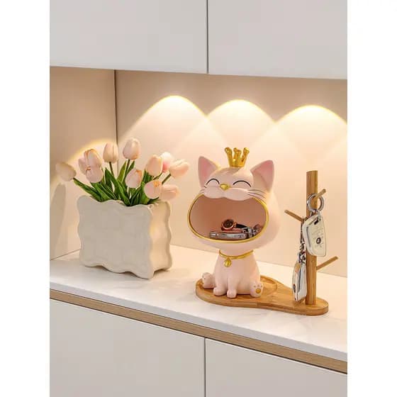 Sala de estar gato sorte entrada chave armazenamento ornamentos decorações entrada Desktop casa movendo presentes Housew