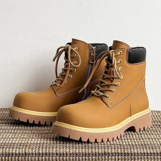 Martin botas masculinas outono ruibarbo botas de couro masculino de sola grossa aumentada botas de caminhada ao ar livre
