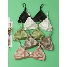 Verão fino seda sem costura triângulo copo roupa interior seios grandes olhar pequeno amoreira seda sem anel de aço pequ