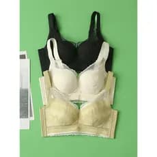Seda sem fio reunindo roupa interior de renda sem costura seda amoreira médio grosso lado-dobrando seios pequenos olhar