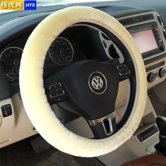 Hengyixiang inverno pelúcia capa de volante do carro lã capa de volante inverno pelúcia alça do carro capa