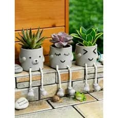Bonito dos desenhos animados pendurado pés boneca forma resina vaso de flores criativo bonito diversão suculentas planti