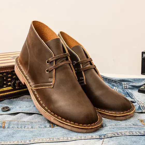 Primavera outono estilo britânico Mid-Top botas de deserto cavalo louco botas de carga de couro Retro Martin botas de co