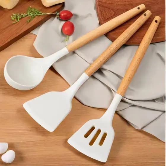 Conjunto de espátula de Silicone antiaderente, colher de sopa dedicada, espátula doméstica para fritar, utensílios de co