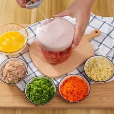 Multifuncional mão-puxado moedor de carne doméstico cortador vegetal picador cozinha bolinho recheio picador redondo Gar