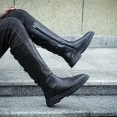 Botas de cano alto estilo britânico botas de couro masculinas na moda botas de couro de cano alto botas de couro cavalei