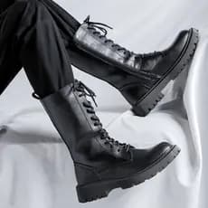 Botas de couro de cano alto botas Martin de couro genuíno masculino britânico Casual botas de piloto vento botas de moto