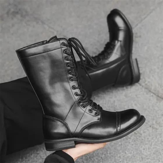 Martin botas de cano alto estilo britânico ins sapatos da moda de cano médio moda All-Match botas de couro casuais de so