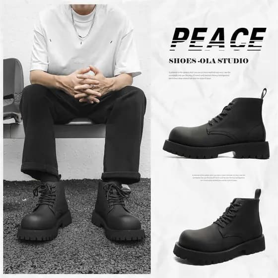 Martin botas masculinas estilo 2024 novo estilo de sola grossa botas de couro aumentadas estilo britânico sapatos de cou