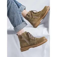 Verão Martin botas masculinas respirável Mid-top na moda botas curtas estilo britânico couro genuíno sapatos de alta qua