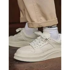 2023 verão papai sapatos sola macia homens sola grossa sapatos brancos tênis de couro branco britânico respirável sapato