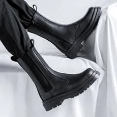 Chelsea botas masculinas de couro de alta qualidade estilo britânico botas de chaminé verão fino zíper lateral Martin bo