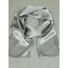 Cetim de seda liso Crepe cetim unissex clássico cor sólida prata cinza longo cachecol/lenço quadrado lenço de seda xale