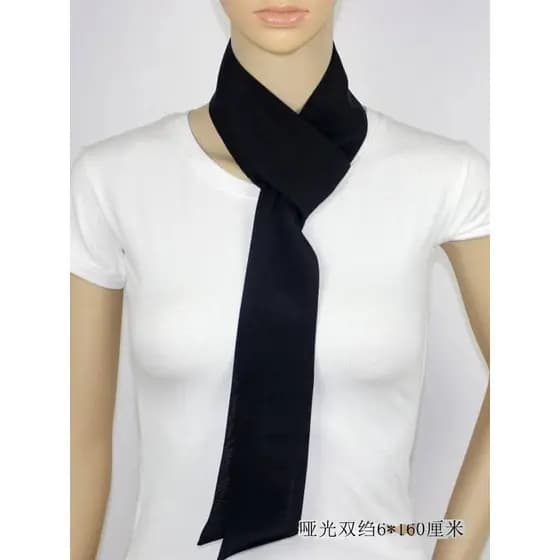 Lenço moda preto branco seda Natural estreito longo cachecol duplo lenço de seda cachecol cinto