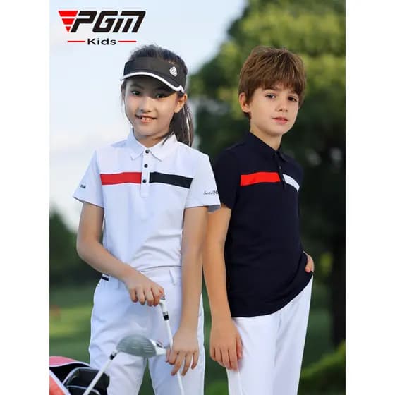 PGM roupas de golfe infantis meninos meninas camiseta de manga curta verão camisa polo de secagem rápida juventude topo