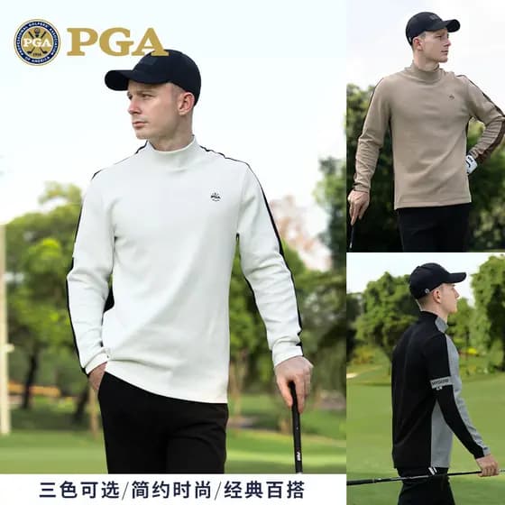 Americano PGA roupas de golfe primavera roupas masculinas de manga comprida camiseta contraste cor roupas quentes topo c