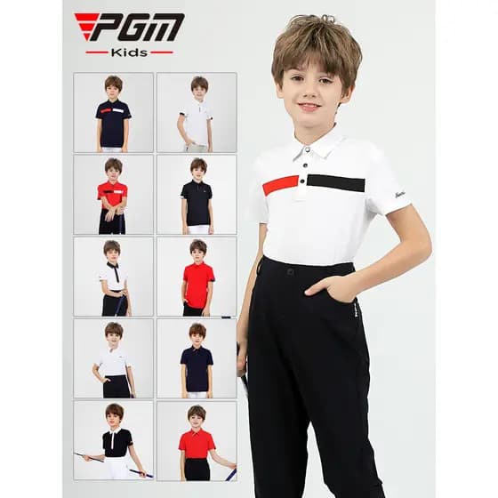 PGM camisa de golfe infantil verão novo estilo roupas para meninos camiseta de manga curta roupas jovens roupas respiráv