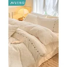 Inverno leite velo conjunto de quatro peças novo estilo luz luxo de alta qualidade uma classe mãe bebê grau Coral velo g