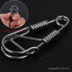 Fecho Chaveiro De Trava Dupla , Gancho Clip Snap De Arame De Aocio Inoxidante Criativo Único Mosquetão De Aço Inoxidável