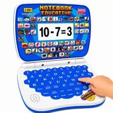 Laptop Infantil Educativo Interativo Azul Menino Brinquedo 2 em 1 Aprendizado Inglês Espanhol