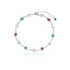 Pulseira pedrinhas coloridas a prata 925