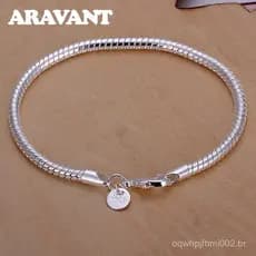 Aravant 925 Prata 3MM/4MM Pulseiras De Corrente De Cobra Para Mulheres Homens Jóias De Moda