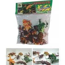 Brinquedo Animais E Insetos De Borracha Kit Com 7 Peças