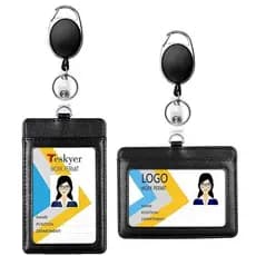 Porta-Cartões Horizontal/Vertical Para Bancários Cordões Preto PU ID Badge Holder Acessórios De Enfermeira Emblemas Chav