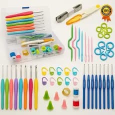 Kit Crochê Completo 53 Peças  Para Fazer Amigurumi Agulhas Cabo Soft Tesoura Acessórios Lar das Fitas