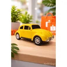 Brinquedo Carro Fusca Amarelo  Infantil Miniatura Resistente Carrinho Clássico - 22 cm
