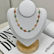 Gargantilha Choker Florzinha Colorida  Banhado a Ouro 18k Antialergico