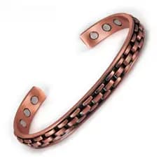 Pulseiras Magnéticas de Cobre Puro Ajustáveis, Braceletes de Energia Magnética, Benefícios de Pulseira Listrada, Joias d