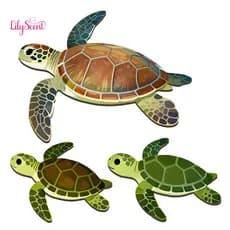 Coastal Wall Decoration Turtle 3pcs Wooden Sea Decor Set Rustic Nautical Tortoise Art for Home Farmhouse Beach House Vin