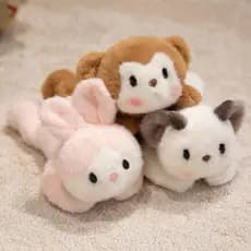 Macio Fofo Deitado Macaco Ovelha Panda Coelho Cachorro Brinquedo De Pelúcia Mini Conjunto De Animais Para Máquina De Gar