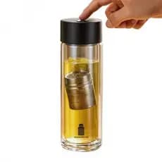 Double Heat-Resistant Glass Magnet Capsule Tea Tumbler