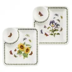 Dumpling Plate Set 2pcs, Floral Ceramic Dish