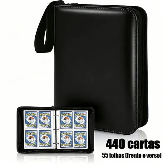 Livro de cartas Pokémon Zipper, adequado para 440 cartas, caixa de armazenamento de cartão TCG de casca dura, preparada
