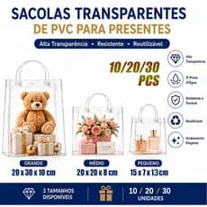 30pcs Clear PVC Gift Bags with Reusable Handles for Valentine's Day, June Festival, Birthday
