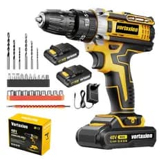 Parafusadeira Furadeira 48V Profissional Kit Completo 2 Baterias 48v Torque Ajustável Perfuração Aço