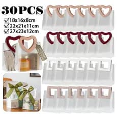 Kit 10 ou 30 Embalagem para Presente 27x12x23cm Lembrancinha Sacola Transparente Fosco Impermeável Alça Quadrada em Cour