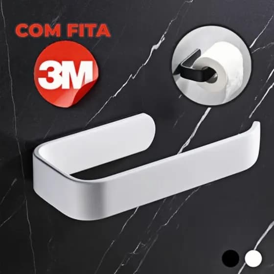 Suporte para Porta Papel Higiênico Acessórios Banheiro Fácil Limpeza Garantia 3M Branco/Preto/Cinza-7ZJJ1
