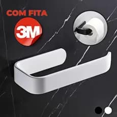 Suporte para Porta Papel Higiênico Acessórios Banheiro Fácil Limpeza Garantia 3M Branco/Preto/Cinza-7ZJJ1