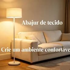 Abajur de Pé Tecido Branco Luz Suave Decorativo Sala Estar Quarto Iluminação Ambiente Aconchegante